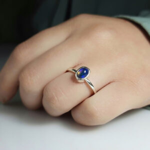 انگشتر فوق ظریف اوپال آبی اتیوپی اصل و معدنی