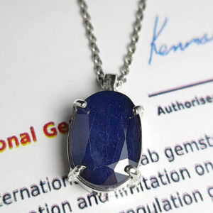 گردنبند نقره و یاقوت کبود آفریقایی اصل به همراه زنجیر نقره روکش رادیوم (G.1030)