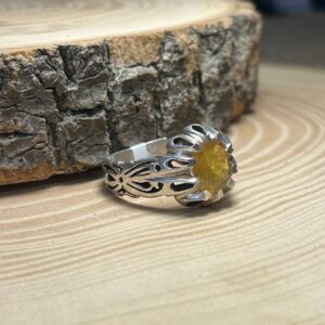 انگشتر نقره دستساز یاقوت زرد آفریقایی {کد:AM.17}1
