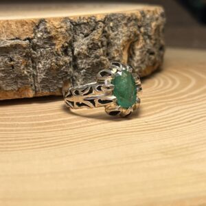 انگشتر نقره دستساز زمرد زامبیا {AM.21}