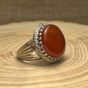 انگشتر نقره دستساز عقیق سرخ یمنی {کد:AM.5}