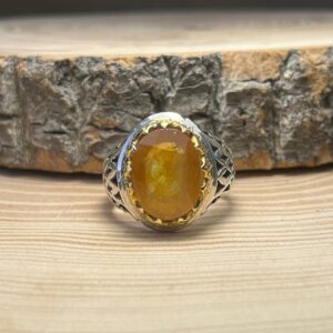 انگشتر نقره دستساز یاقوت زرد آفریقایی {کد:AM.16}