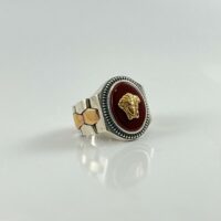انگشتر نقره ترک با نگین عقیق چینی خفن {کد:AM.5}}