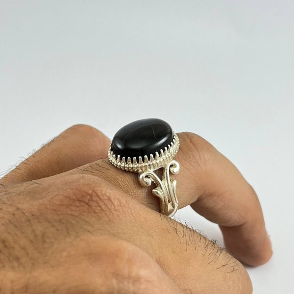 انگشتر نقره عقیق جزع یمنی زیبا