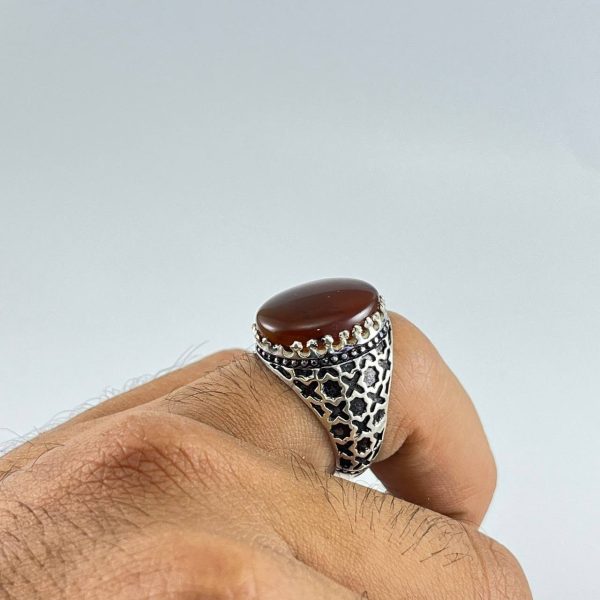 انگشتر نقره عقیق یمنی زیبا {AM.69}