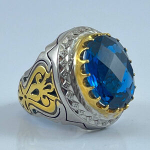 انگشتر نقره به همراه نگین توپاز لندن سنتتیک {کد:AMP.38}
