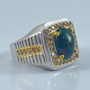 انگشتر نقره با نگین اوپال اتیوپی {کد:AMP.11}