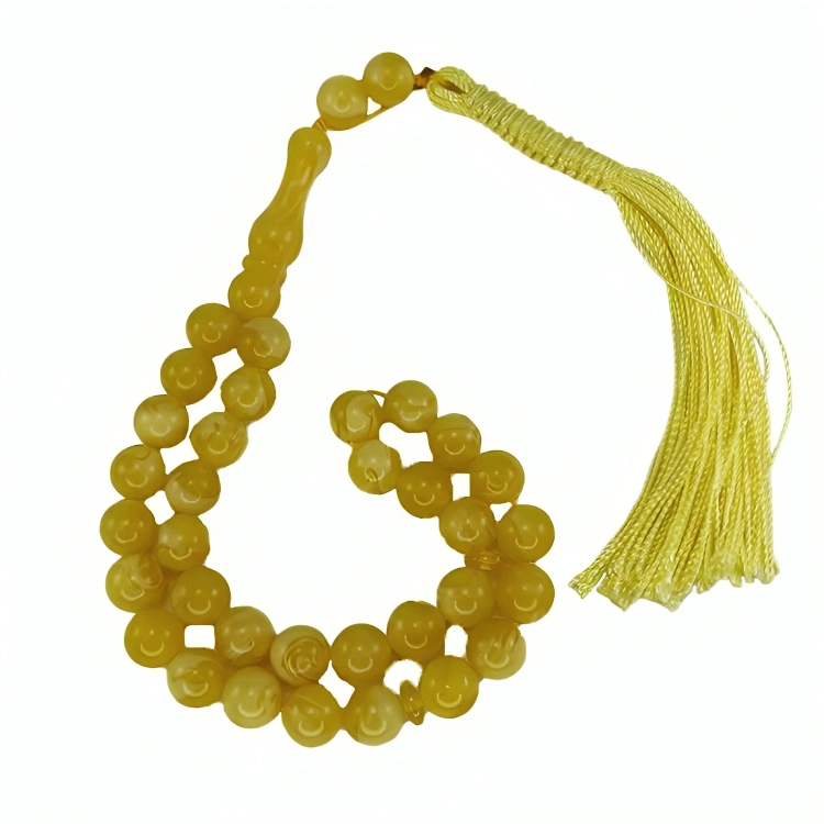 تسبیح پودر کهربا 33 دانه گرد ابروبادی کد TA9 1 تسبیح پودر کهربا 33 دانه گرد ابروبادی سایز کوچک